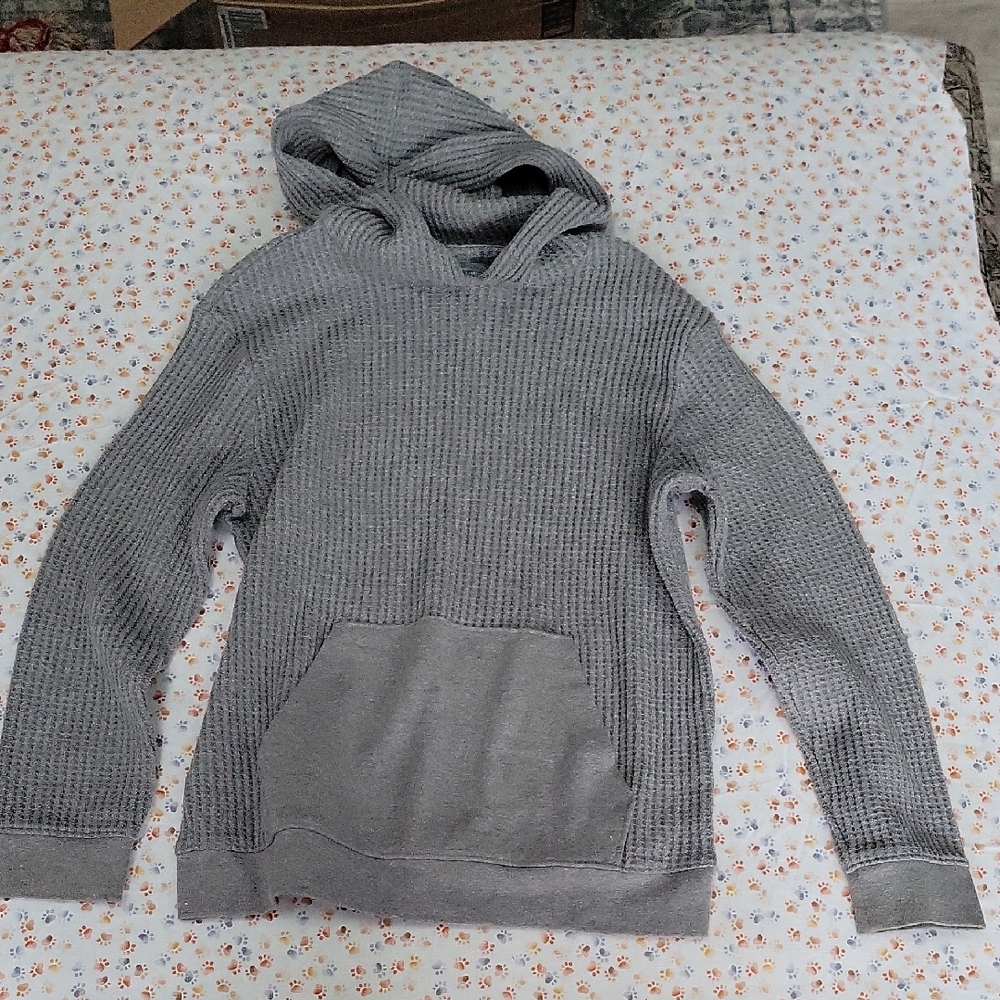 Cozy Gray Waffle Knit Hoodie